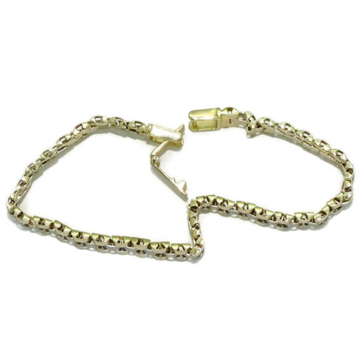Pulsera para hombre de oro amarillo y oro blanco mate y brillo de 18k tipo malla italiana semi-rígida - Imagen 7