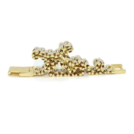 Pulsera para hombre de oro amarillo y oro blanco mate y brillo de 18k tipo malla italiana semi-rígida - Imagen 8