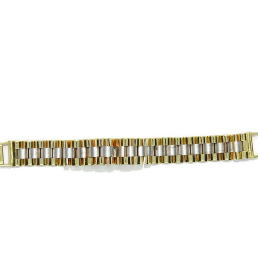Pulsera para hombre de oro amarillo y oro blanco mate y brillo de 18k tipo malla italiana semi-rígida - Imagen 5