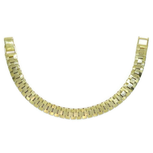 Pulsera para hombre de oro amarillo y oro blanco mate y brillo de 18k tipo malla italiana semi-rígida - Imagen 4