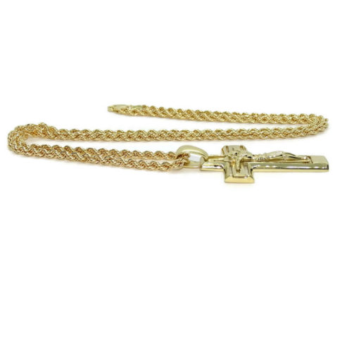 Original y exclusiva cruz con Cristo de oro de 18k y cordón de 3.30 mm de ancho y 60cm de largo. - Imagen 7