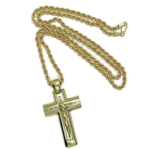 Original y exclusiva cruz con Cristo de oro de 18k y cordón de 3.30 mm de ancho y 60cm de largo. - Imagen 3