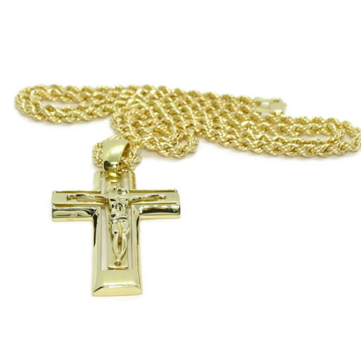 Original y exclusiva cruz con Cristo de oro de 18k y cordón de 3.30 mm de ancho y 60cm de largo. - Imagen 6