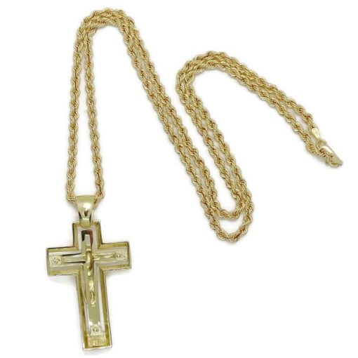 Original y exclusiva cruz con Cristo de oro de 18k y cordón de 3.30 mm de ancho y 60cm de largo. - Imagen 5