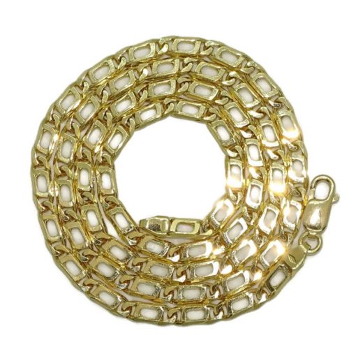 Cadena de oro macizo para hombre de 4.00 de ancha y 60.00cm de larga. Cierre mosquetón. Peso: 30.65 gr de oro de 18k