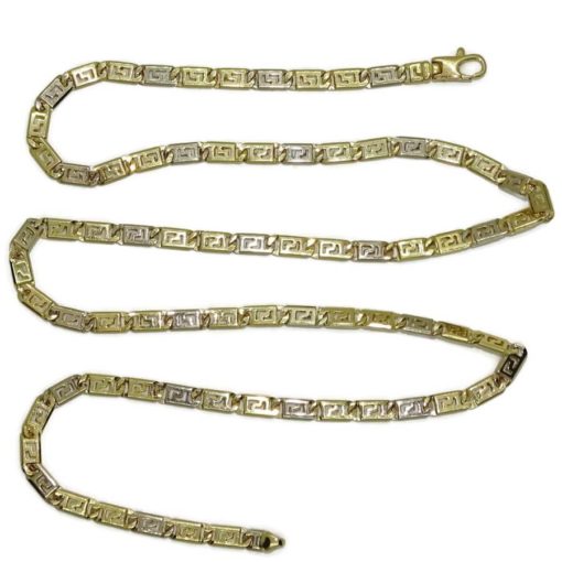 Impresionante y original cadena de oro macizo de 18k blanco y amarillo, de 4.00 de ancha y 60.00cm de larga. Cierre mosquetón. Peso: 30.40 gr de oro de 18k. - Imagen 6