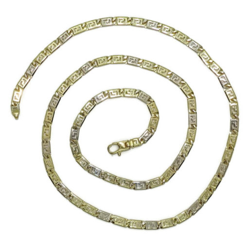 Impresionante y original cadena de oro macizo de 18k blanco y amarillo, de 4.00 de ancha y 60.00cm de larga. Cierre mosquetón. Peso: 30.40 gr de oro de 18k. - Imagen 8