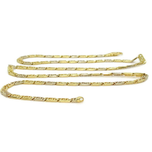 Impresionante y original cadena de oro macizo de 18k blanco y amarillo, de 4.00 de ancha y 60.00cm de larga. Cierre mosquetón. Peso: 30.40 gr de oro de 18k. - Imagen 5