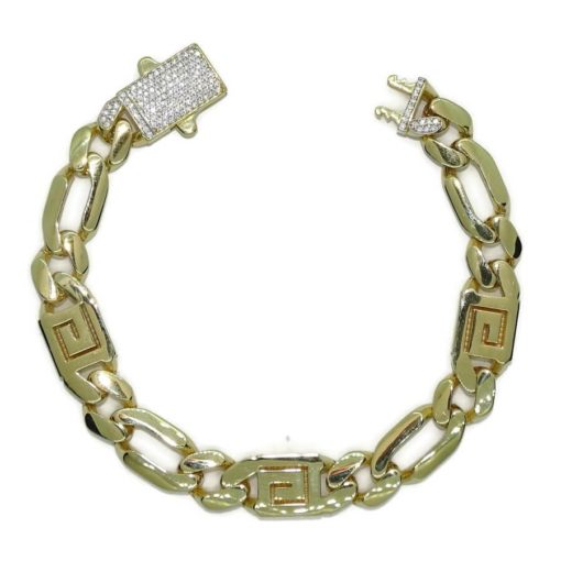 Impresionante pulsera para hombre de oro amarillo de 18k de 21.00 cm de larga y 1.10 cm de ancha