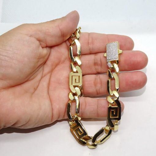 Impresionante pulsera para hombre de oro amarillo de 18k de 21.00 cm de larga y 1.10 cm de ancha - Imagen 4