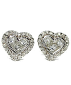 Impresionantes pendientes con diamantes de 1.49 cts y oro blanco de 18k con forma de corazón - Imagen 3