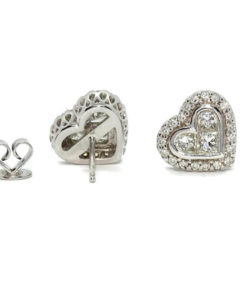 Impresionantes pendientes con diamantes de 1.49 cts y oro blanco de 18k con forma de corazón - Imagen 6