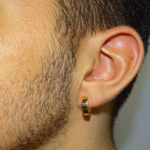Pendientes aros pequeños para hombre de oro amarillo de 18k de 3.50 mm de anchos - Imagen 2