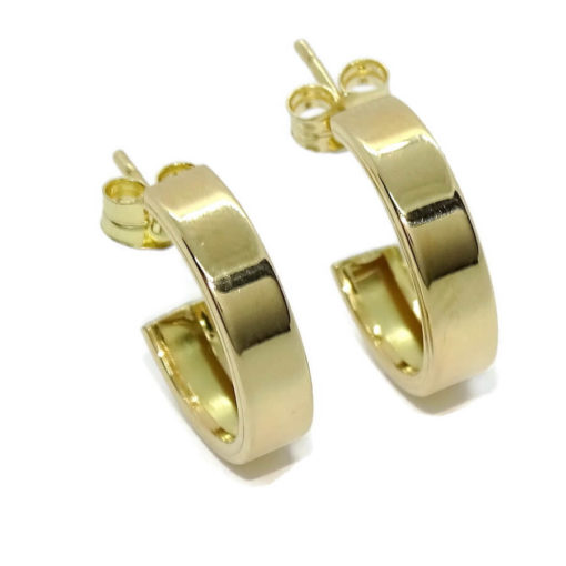 Pendientes aros pequeños para hombre de oro amarillo de 18k de 3.50 mm de anchos