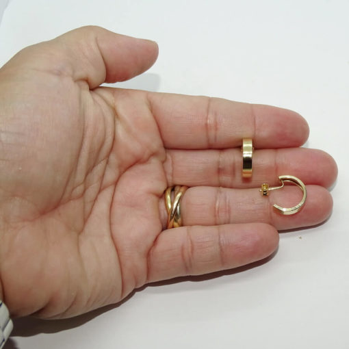 Pendientes aros pequeños para hombre de oro amarillo de 18k de 3.50 mm de anchos - Imagen 4