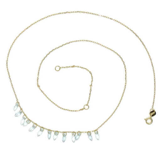 Precioso y elegante collar de oro amarillo de 18k con 13 topacios azules talla briolette - Imagen 6