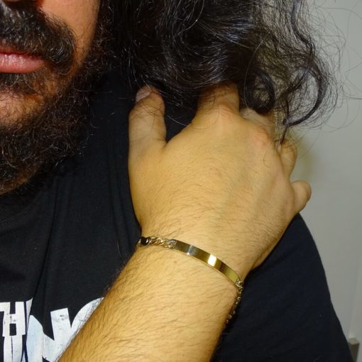 Pulsera para hombre de oro macizo de 18k amarillo y blanco con placa, de 2.00mm de grosor y 21.00cm de larga. 100% personalizable. - Imagen 2