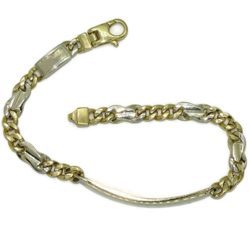 Pulsera para hombre de oro macizo de 18k amarillo y blanco con placa, de 2.00mm de grosor y 21.00cm de larga. 100% personalizable. - Imagen 7