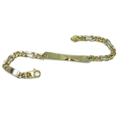 Pulsera para hombre de oro macizo de 18k amarillo y blanco con placa, de 2.00mm de grosor y 21.00cm de larga. 100% personalizable. - Imagen 5