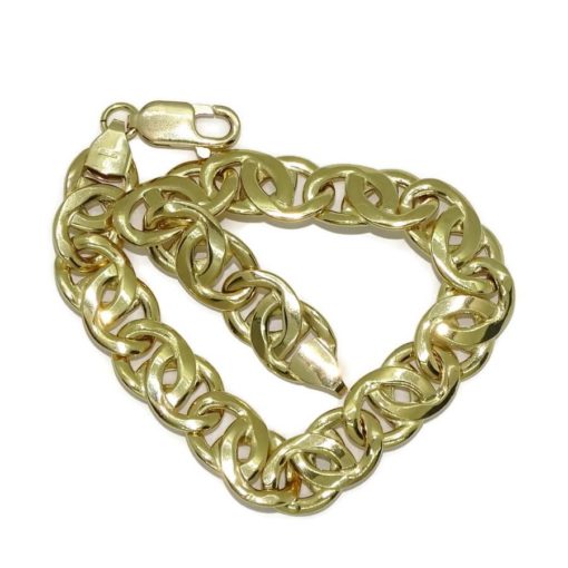 Pulsera para Hombre de Oro Amarillo de 18k ojo de tigre de 1.10 cm de Ancha 22.00cm de Larga. - Imagen 6