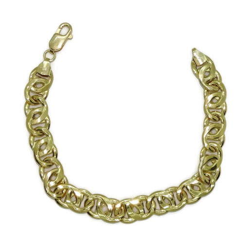 Pulsera para Hombre de Oro Amarillo de 18k ojo de tigre de 1.10 cm de Ancha 22.00cm de Larga.