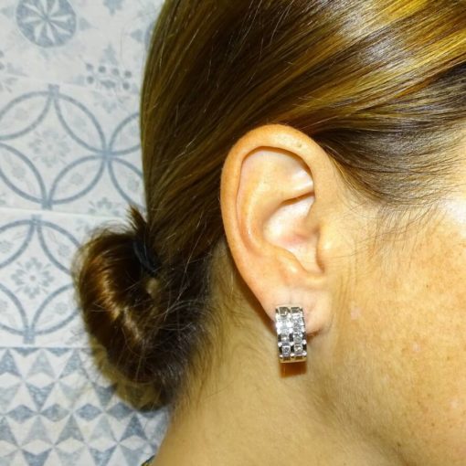 Elegantes y lujosos pendientes de oro blanco de 18k con diamantes auténticos que pesan 1.53cts - Imagen 2