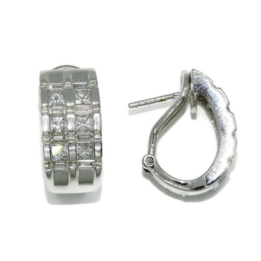 Elegantes y lujosos pendientes de oro blanco de 18k con diamantes auténticos que pesan 1.53cts - Imagen 7