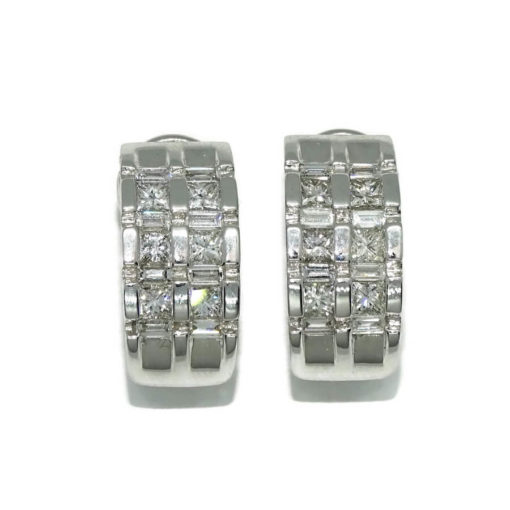 Elegantes y lujosos pendientes de oro blanco de 18k con diamantes auténticos que pesan 1.53cts