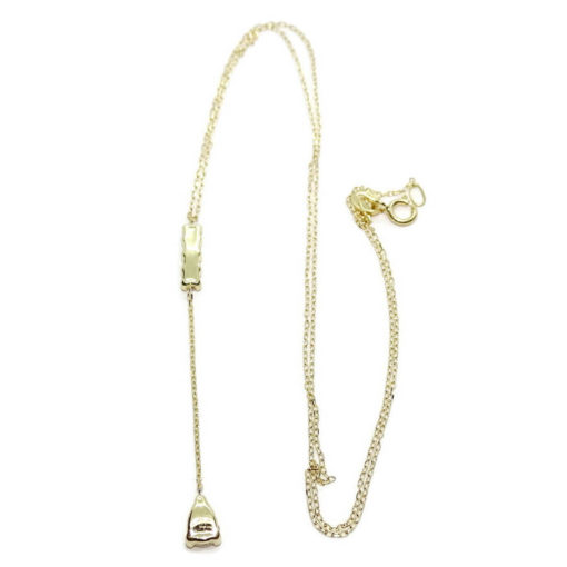 Fino y elegante collar de oro amarillo de 18k con 4 circonitas en carril y una circonita en forma de lágrima - Imagen 5