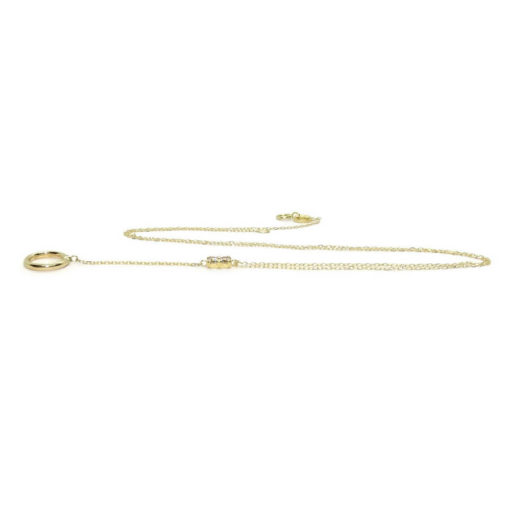 Fino y elegante collar de oro amarillo de 18k con 2 circonitas y un circulo de 1.00cm de diámetro - Imagen 5
