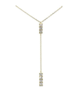 Fino y elegante collar de oro amarillo de 18k con 7 circonitas en carril.