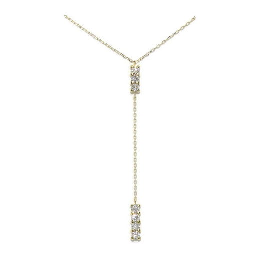 Fino y elegante collar de oro amarillo de 18k con 7 circonitas en carril.