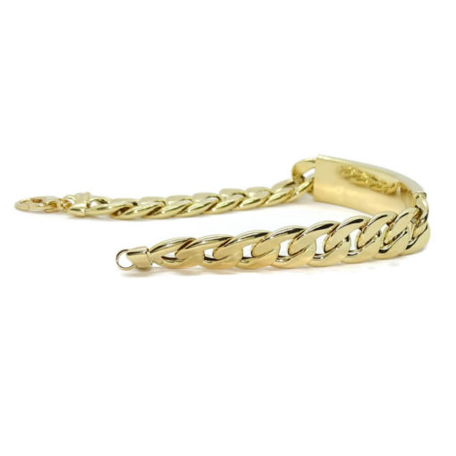 Impresionante pulsera para hombre de oro amarillo de 18k de 22.00 cm de larga y Placa muy grande - Imagen 6