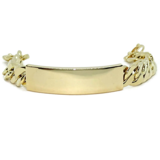 Impresionante pulsera para hombre de oro amarillo de 18k de 22.00 cm de larga y Placa muy grande