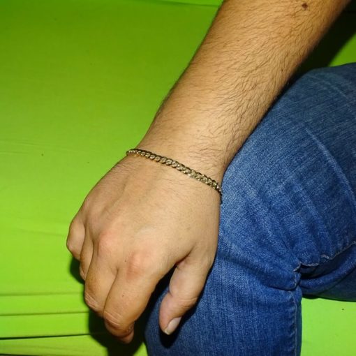 Pulsera para hombre de oro amarillo de 18k tipo barbada de 6.00mm de ancha - Imagen 2