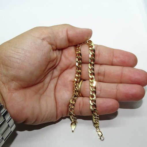 Pulsera para hombre de oro amarillo de 18k tipo barbada de 6.00mm de ancha - Imagen 3