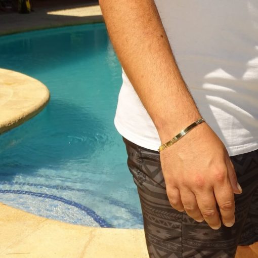 Impresionante Pulsera para Hombre con placa de Oro Amarillo y oro blanco de 18k Maciza. - Imagen 3