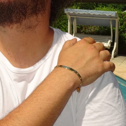 Impresionante Pulsera para Hombre con placa de Oro Amarillo y oro blanco de 18k Maciza. - Imagen 2