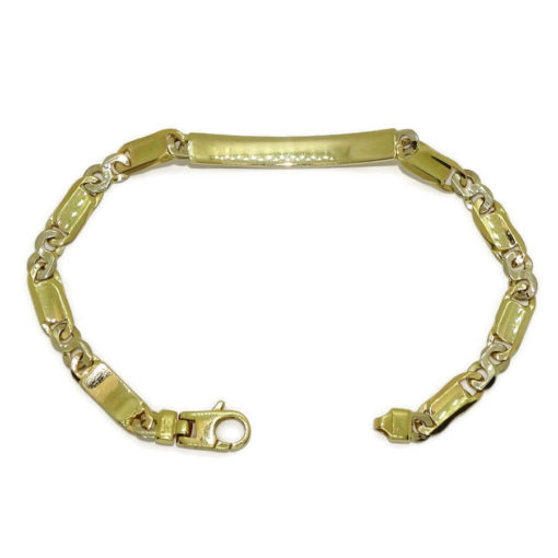 Impresionante Pulsera para Hombre con placa de Oro Amarillo y oro blanco de 18k Maciza. - Imagen 5