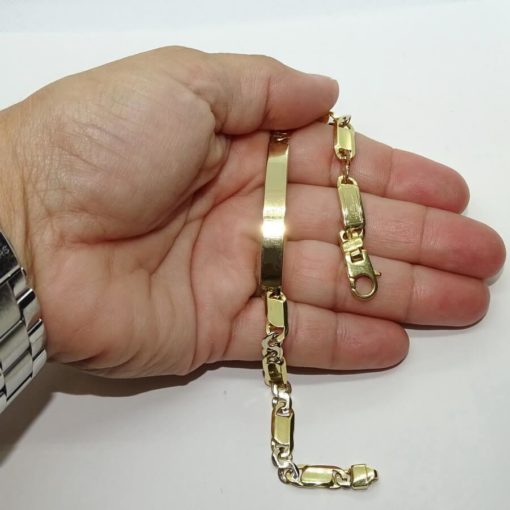 Impresionante Pulsera para Hombre con placa de Oro Amarillo y oro blanco de 18k Maciza. - Imagen 4