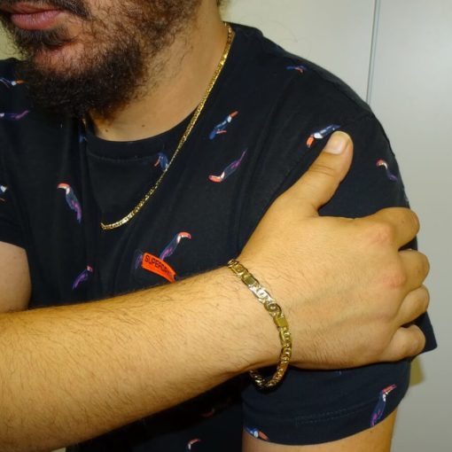 Pulsera para hombre de oro macizo de 18k amarillo de 7.00 mm de ancha y 22.00cm de larga. - Imagen 2