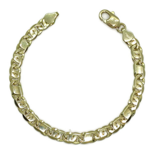 Pulsera para hombre de oro macizo de 18k amarillo de 7.00 mm de ancha y 22.00cm de larga.