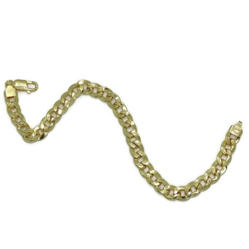 Pulsera grande para hombre de oro amarillo de 18k tipo barbada hueca de 7.00mm de ancha - Imagen 6