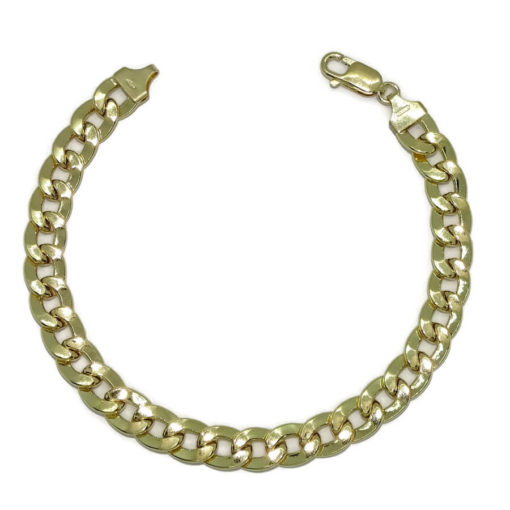 Pulsera grande para hombre de oro amarillo de 18k tipo barbada hueca de 7.00mm de ancha