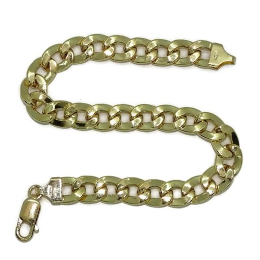 Pulsera grande para hombre de oro amarillo de 18k tipo barbada hueca de 7.00mm de ancha - Imagen 5