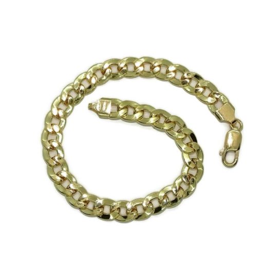 Pulsera grande para hombre de oro amarillo de 18k tipo barbada hueca de 7.00mm de ancha - Imagen 7