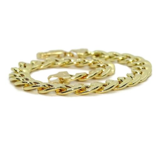 Pulsera grande para hombre de oro amarillo de 18k tipo barbada hueca de 7.00mm de ancha - Imagen 4