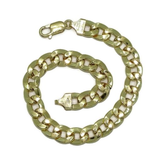 Pulsera grande para hombre de oro amarillo de 18k tipo barbada hueca de 8.00mm de ancha - Imagen 6