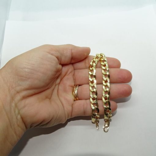 Pulsera grande para hombre de oro amarillo de 18k tipo barbada hueca de 8.00mm de ancha - Imagen 3