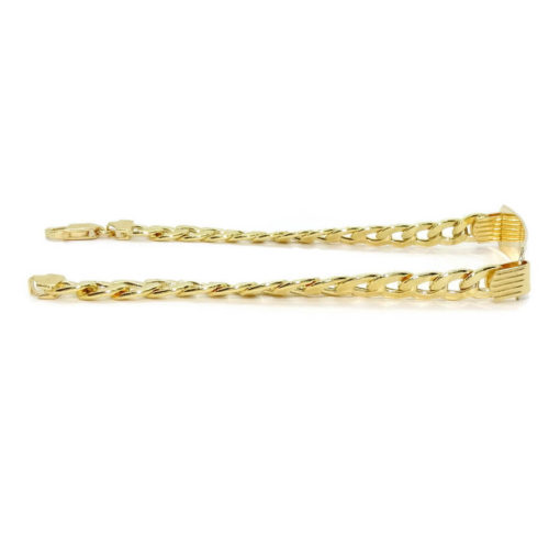 Pulsera para hombre de oro amarillo de 18k con placa y cadena barbada hueca de 6.50 mm de ancho. - Imagen 4